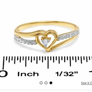 Diamond Accent Solitaire Heart 10K Two-Tone Gold